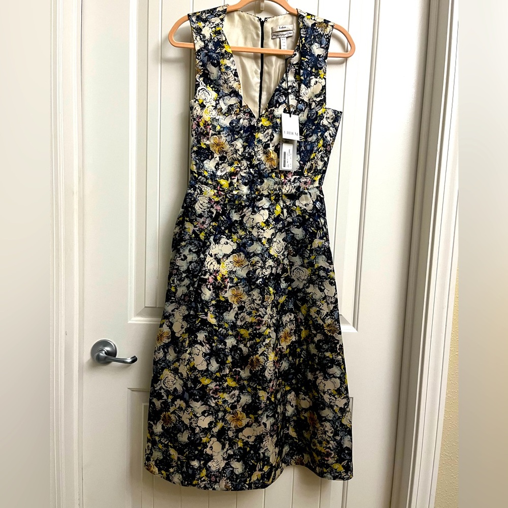 ERDEM NWT Kuni Silk Floral Print Midi Dress, size 8